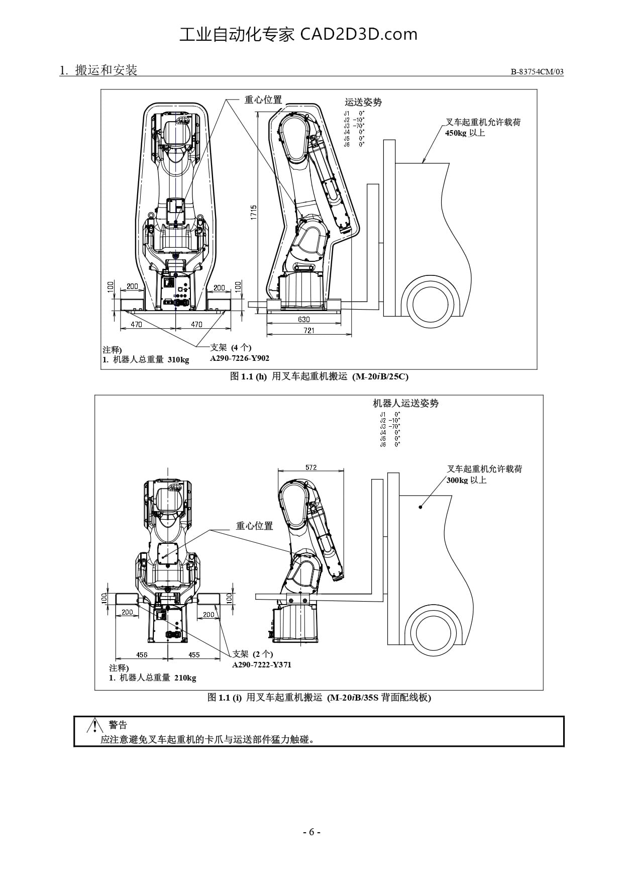用叉车起重机搬运 （