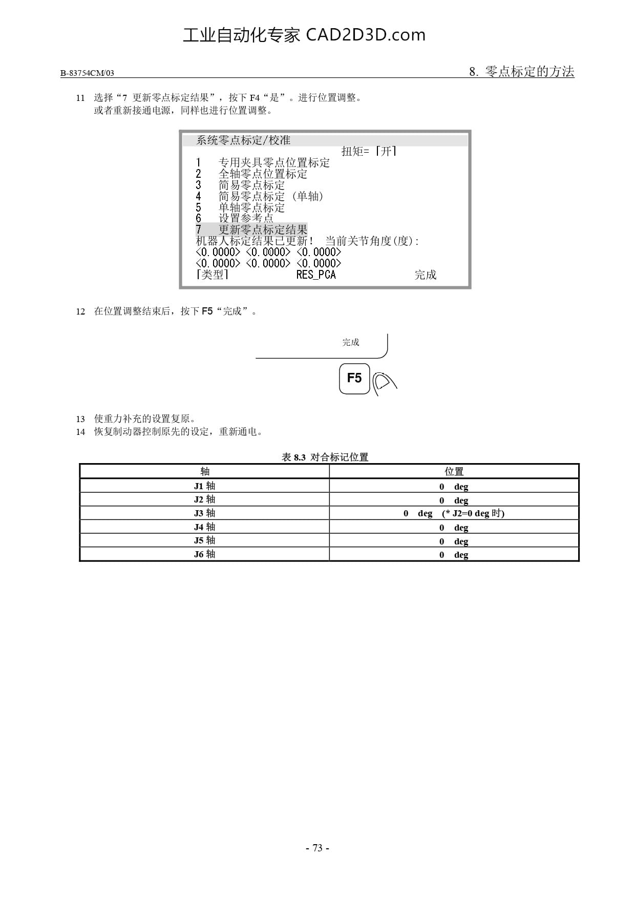 全轴零点位置标定