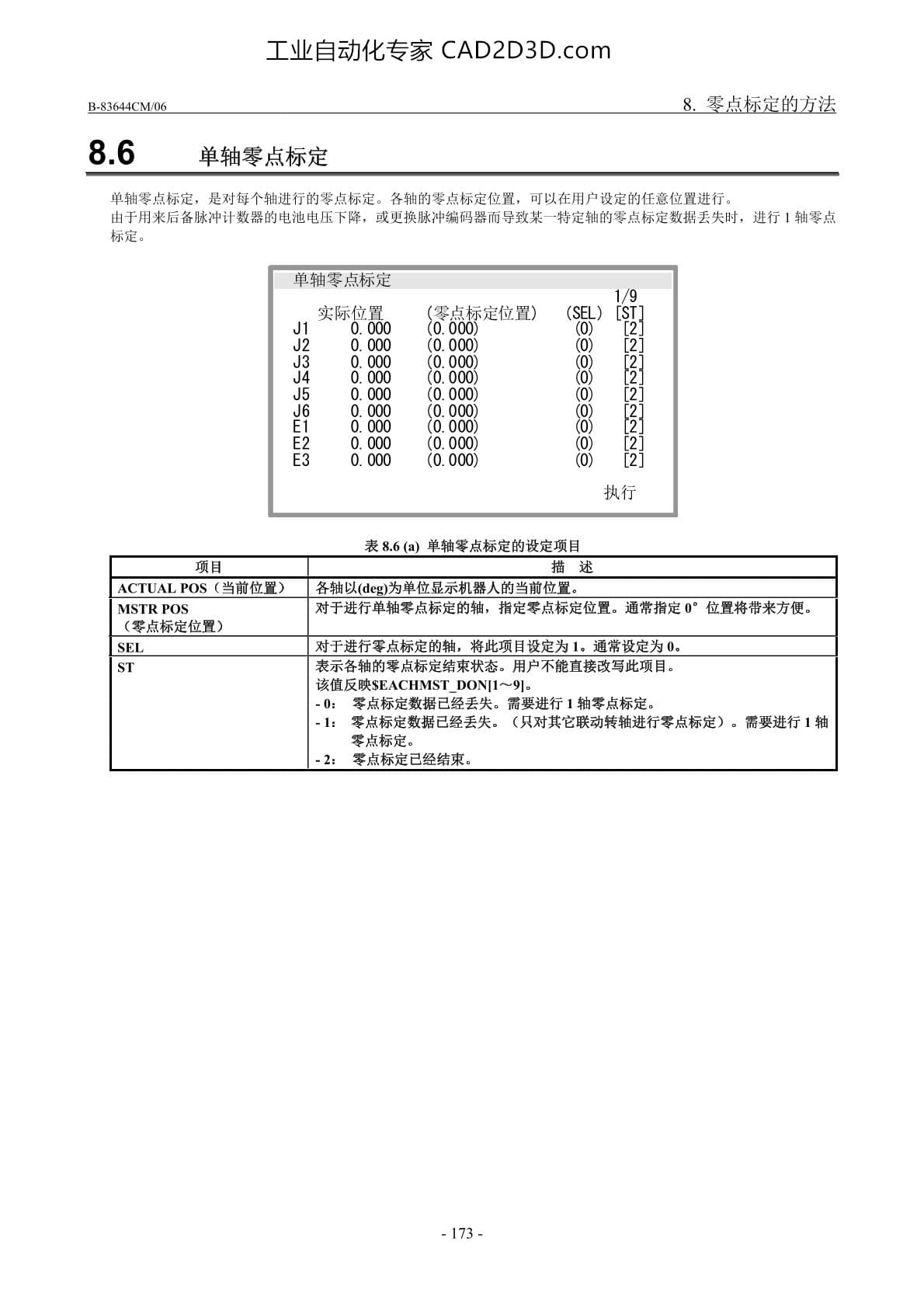 单轴零点标定