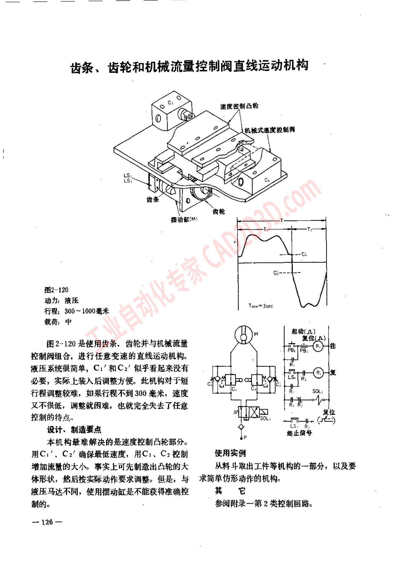 齿条、齿轮和机械流量控制阀直线运动机构