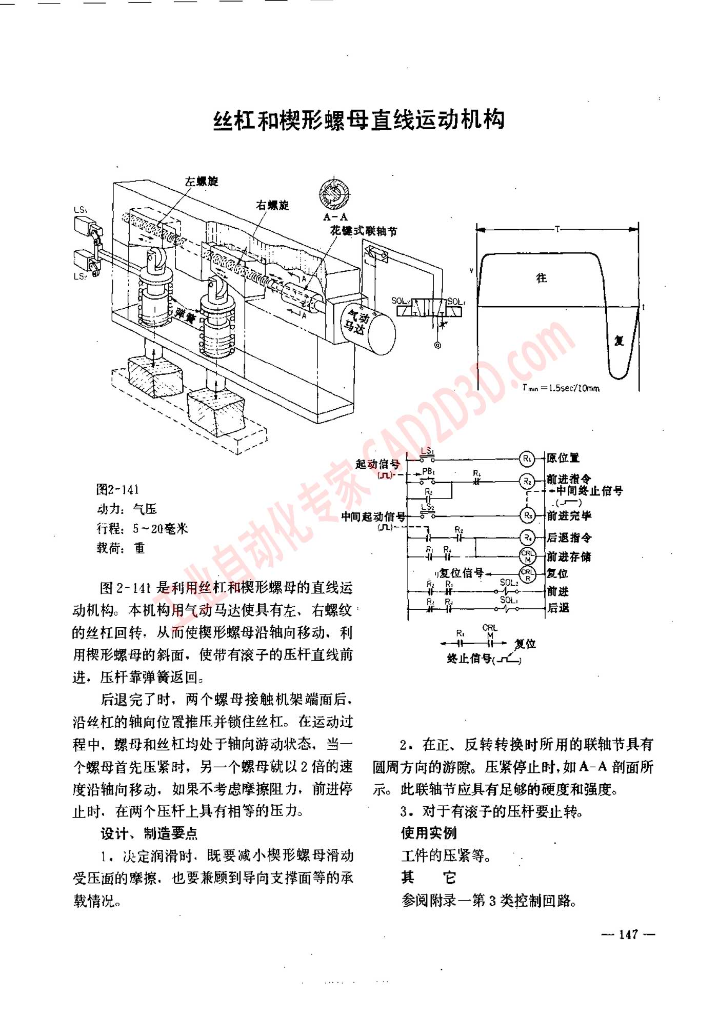 丝杠和楔形螺母直线运动机构