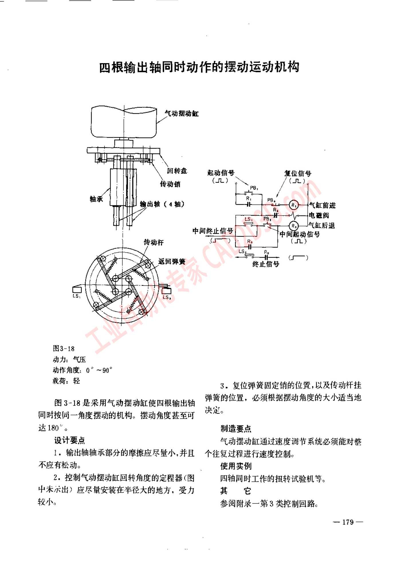 四根输出轴同时动作的摆动运动机构