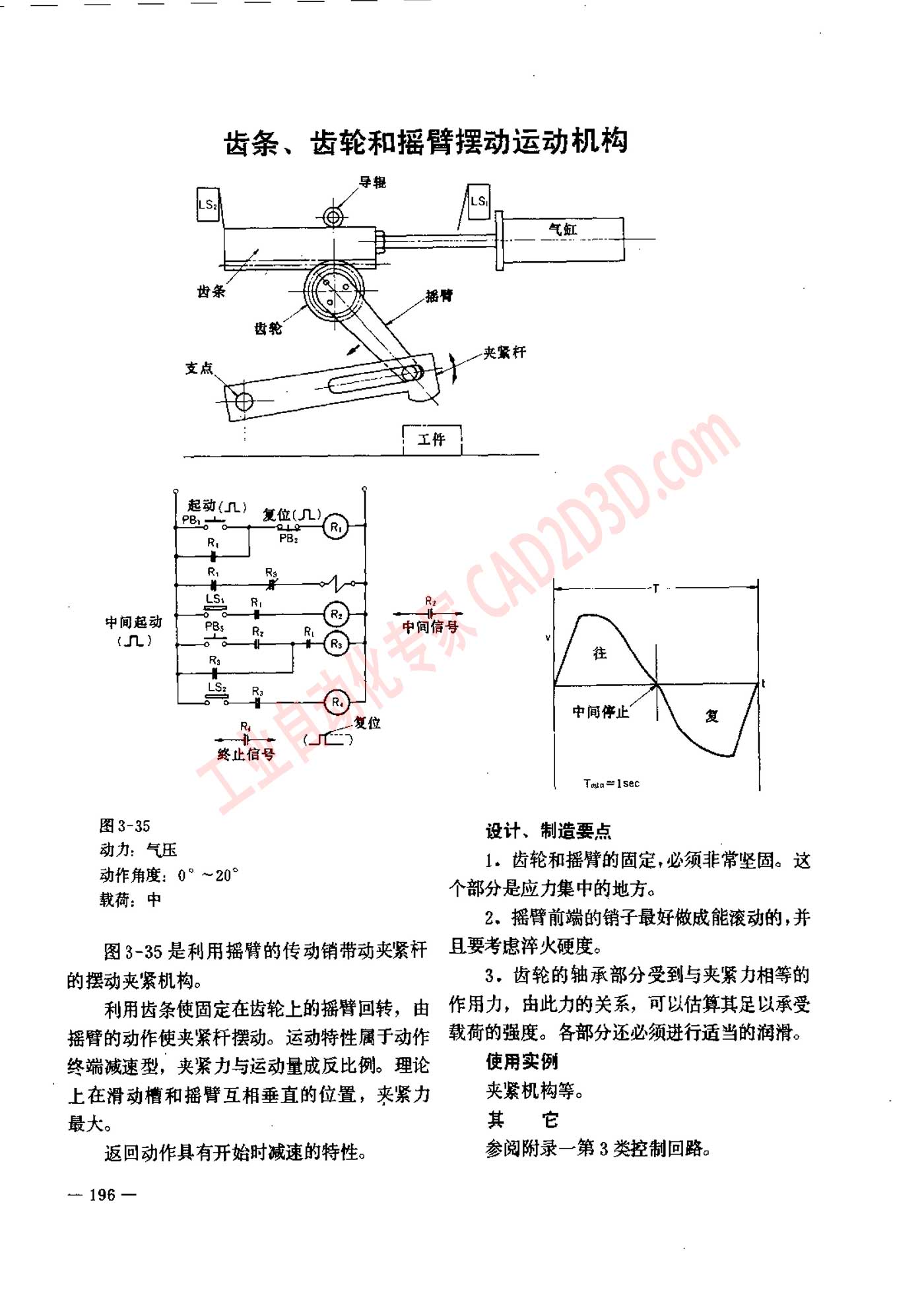 齿条、齿轮和摇臂摆动运动机构