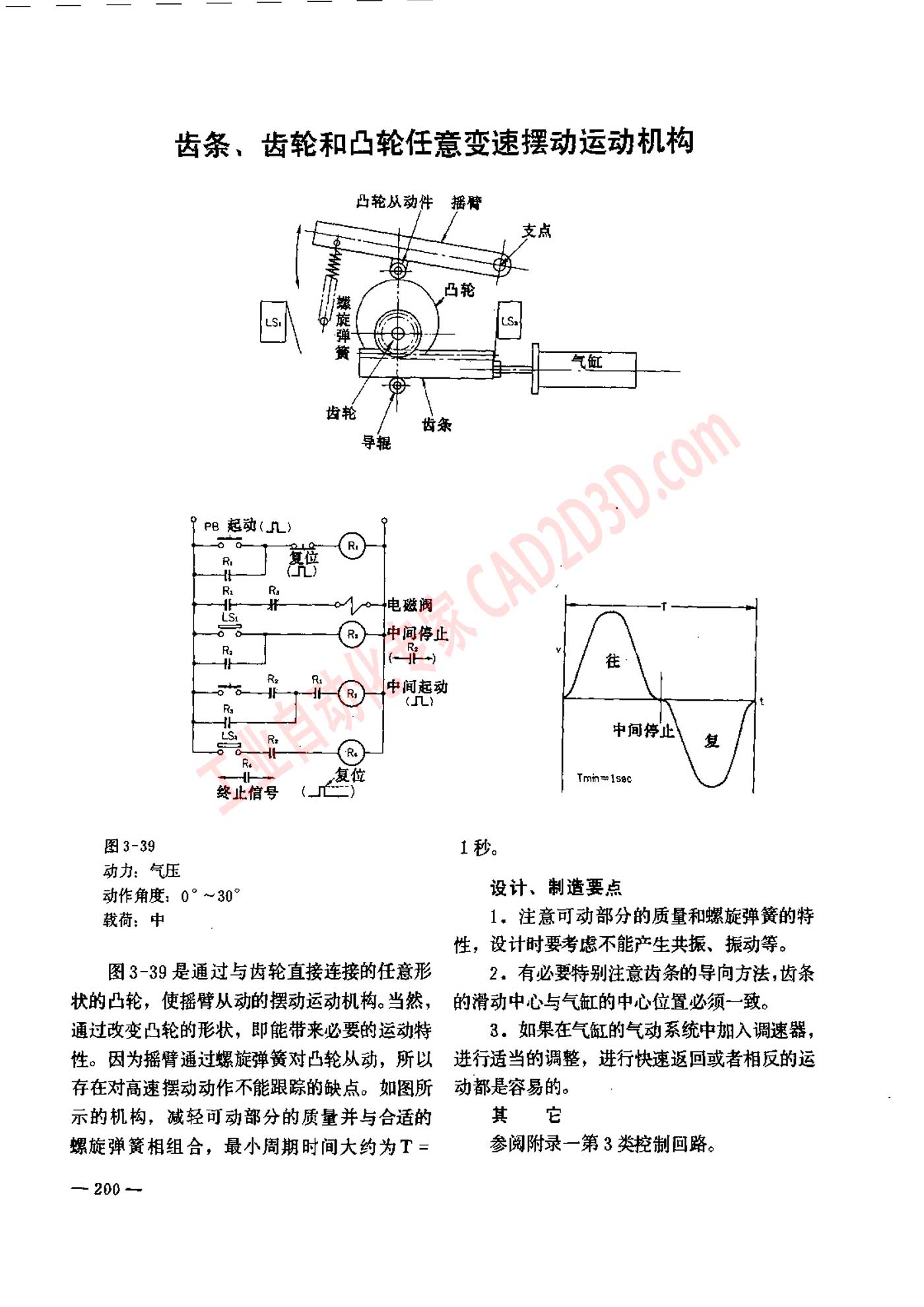 齿条、齿轮和凸轮任意变速摆动运动机构