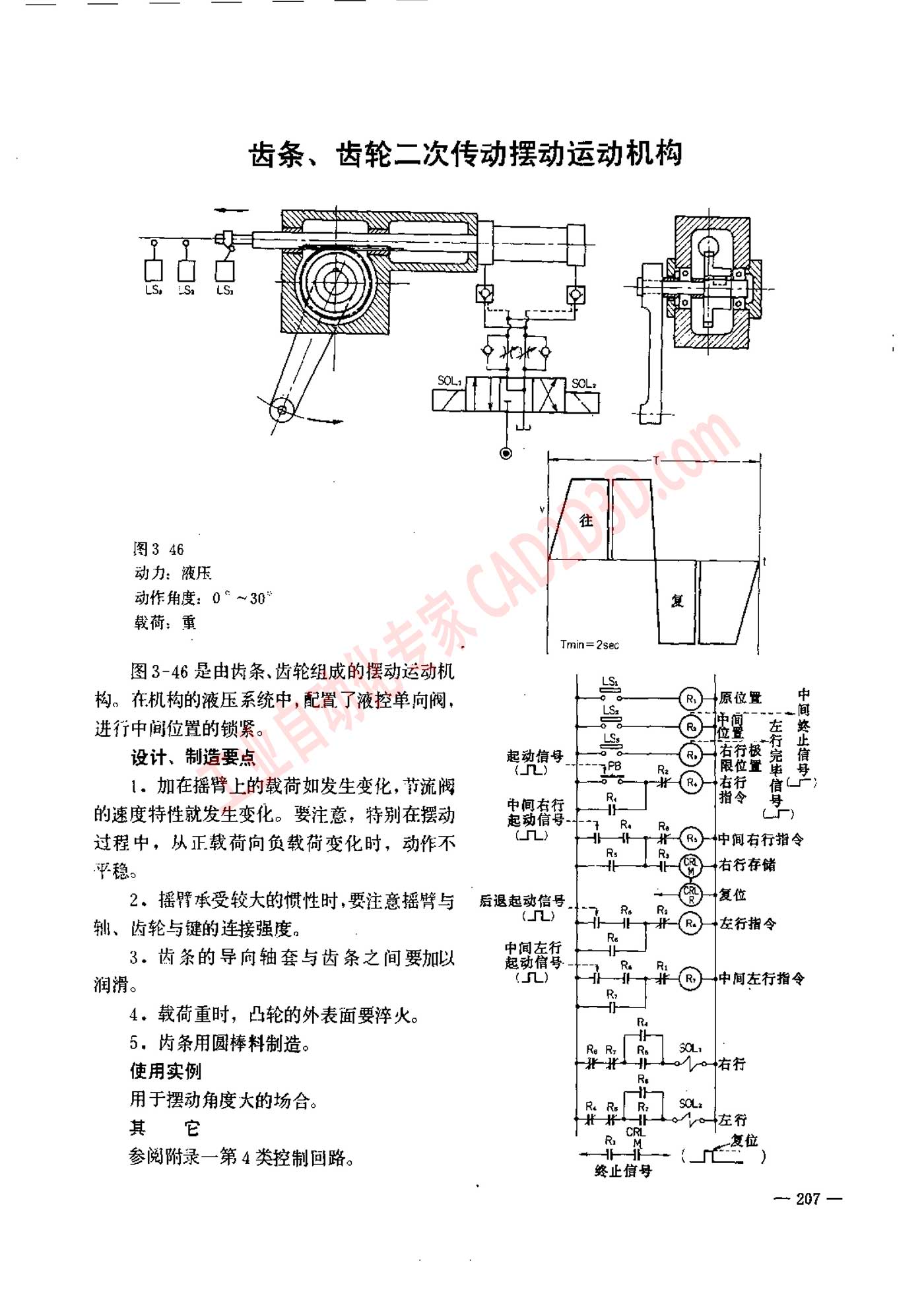 齿条、齿轮二次传动摆动运动机构