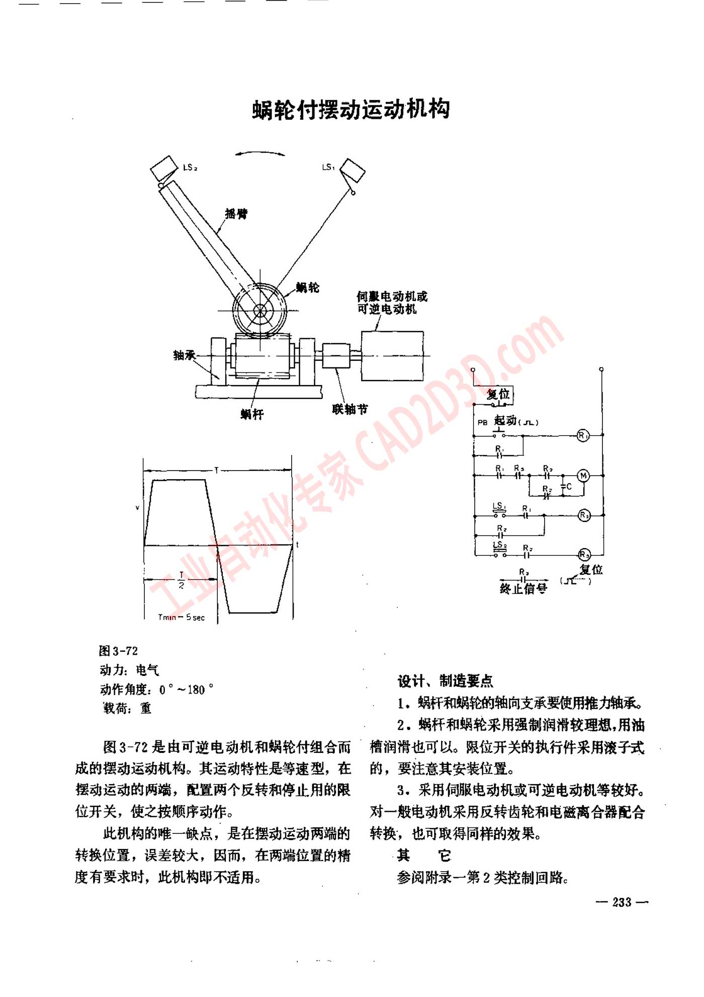 蜗轮付摆动运动机构