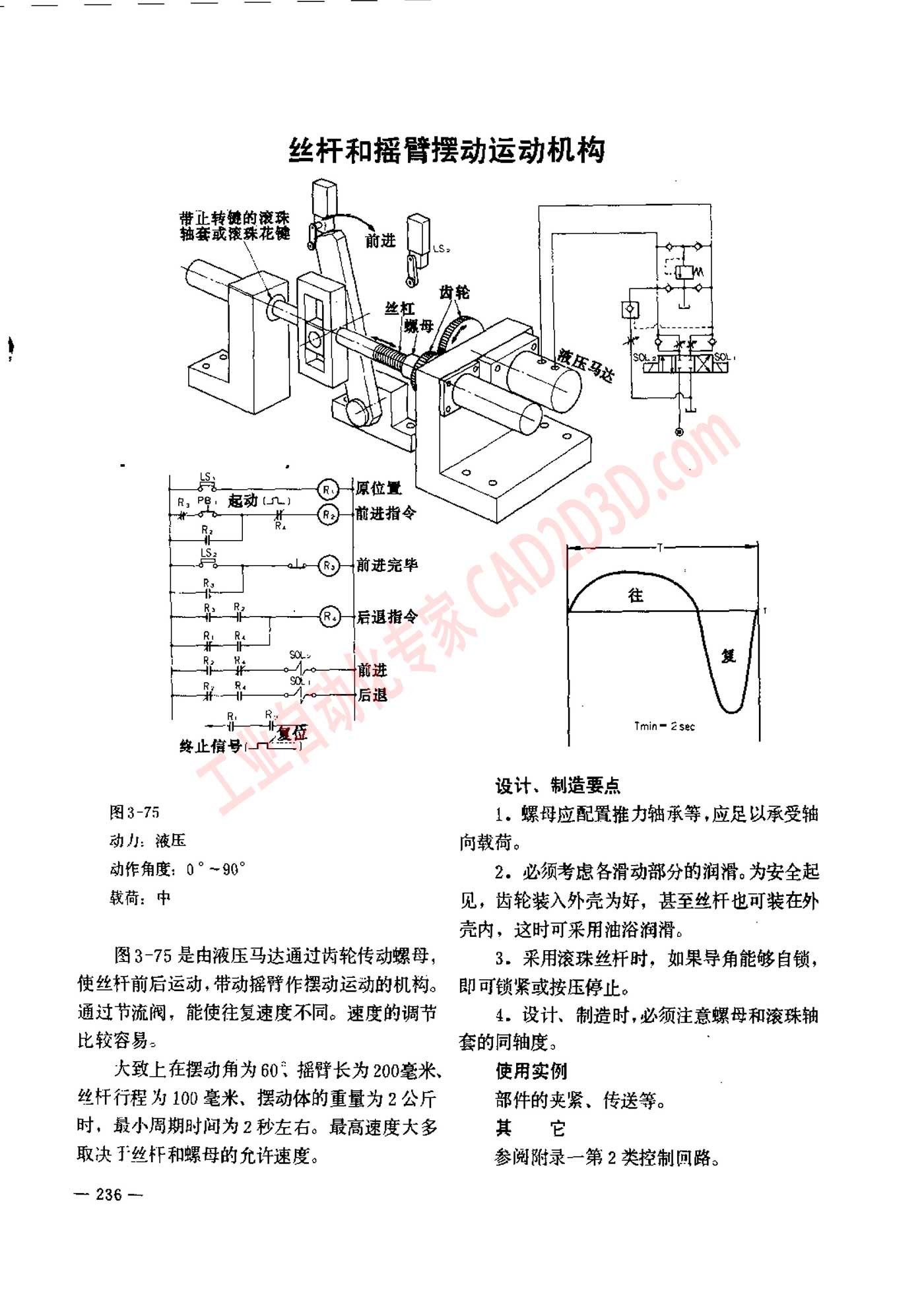 丝杆和摇臂摆动运动机构