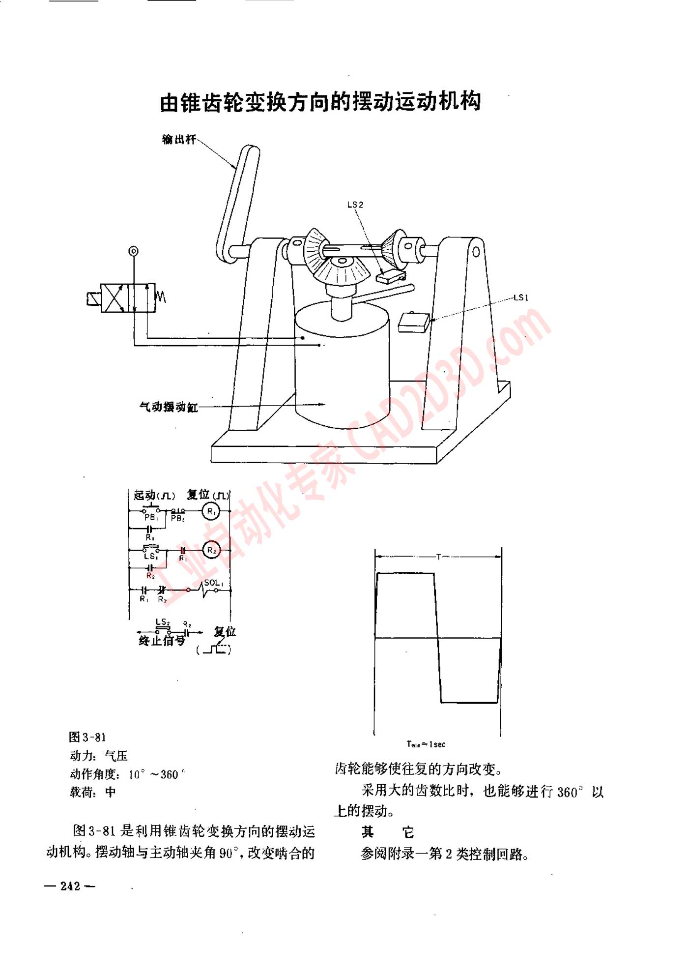 由锥齿轮变换方向的摆动运动机构