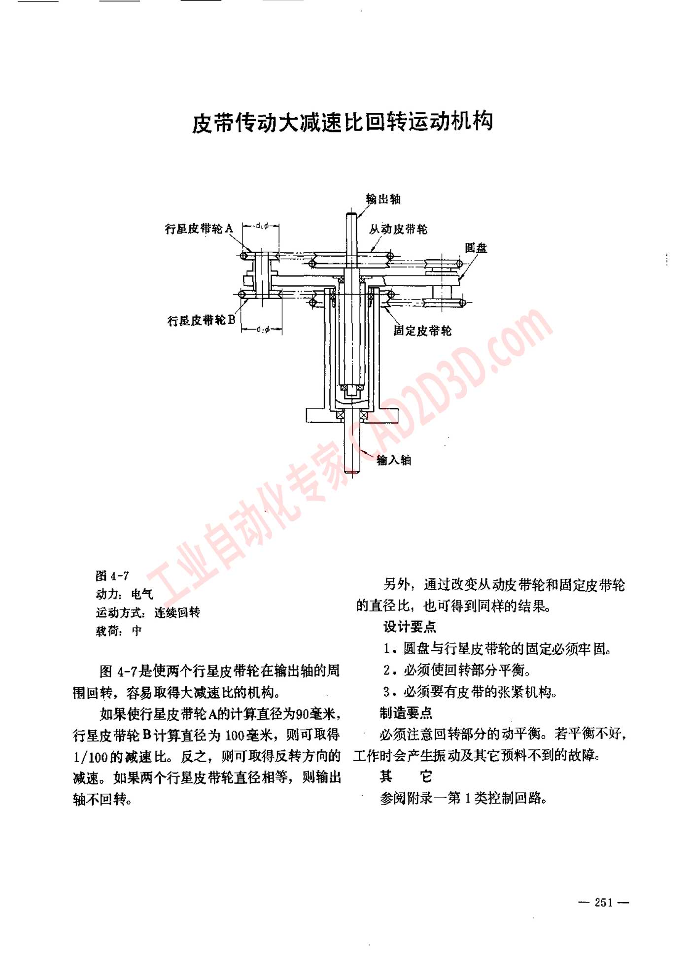 皮带传动大减速比回转运动机构