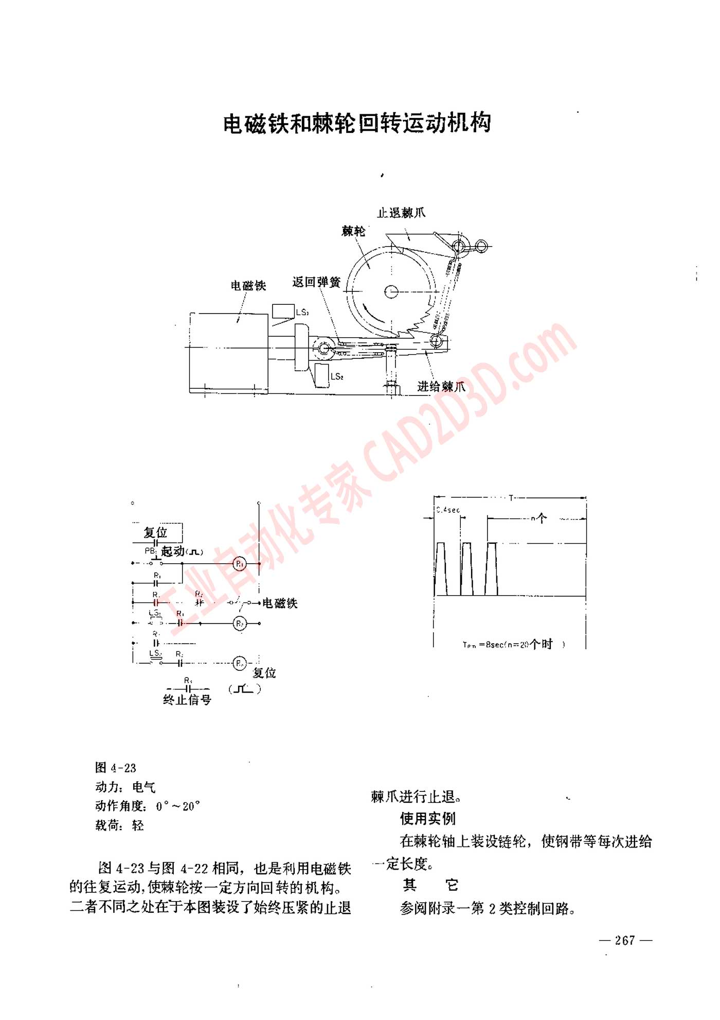 电磁铁和棘轮回转运动机构