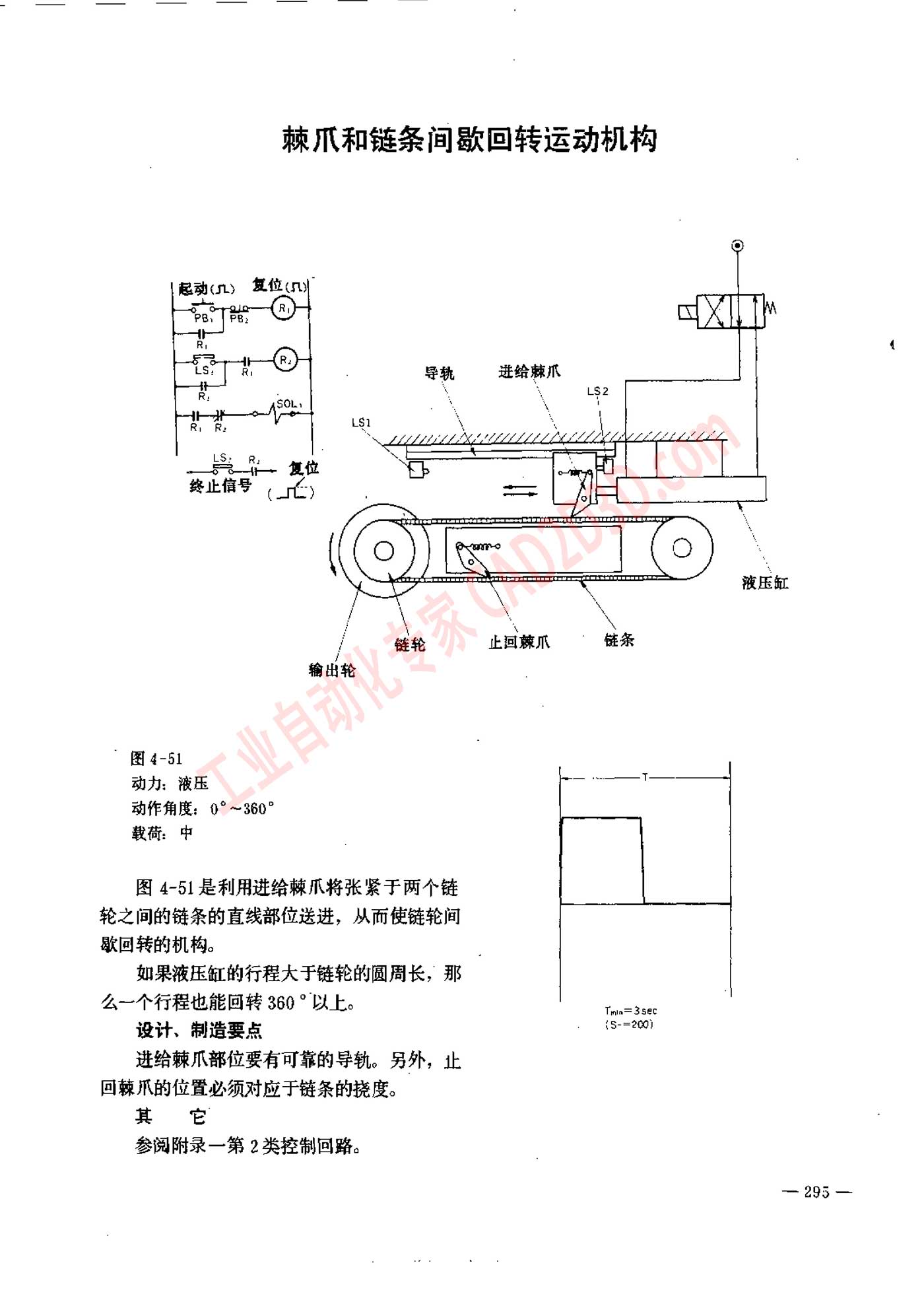 棘爪和链条间歇回转运动机构
