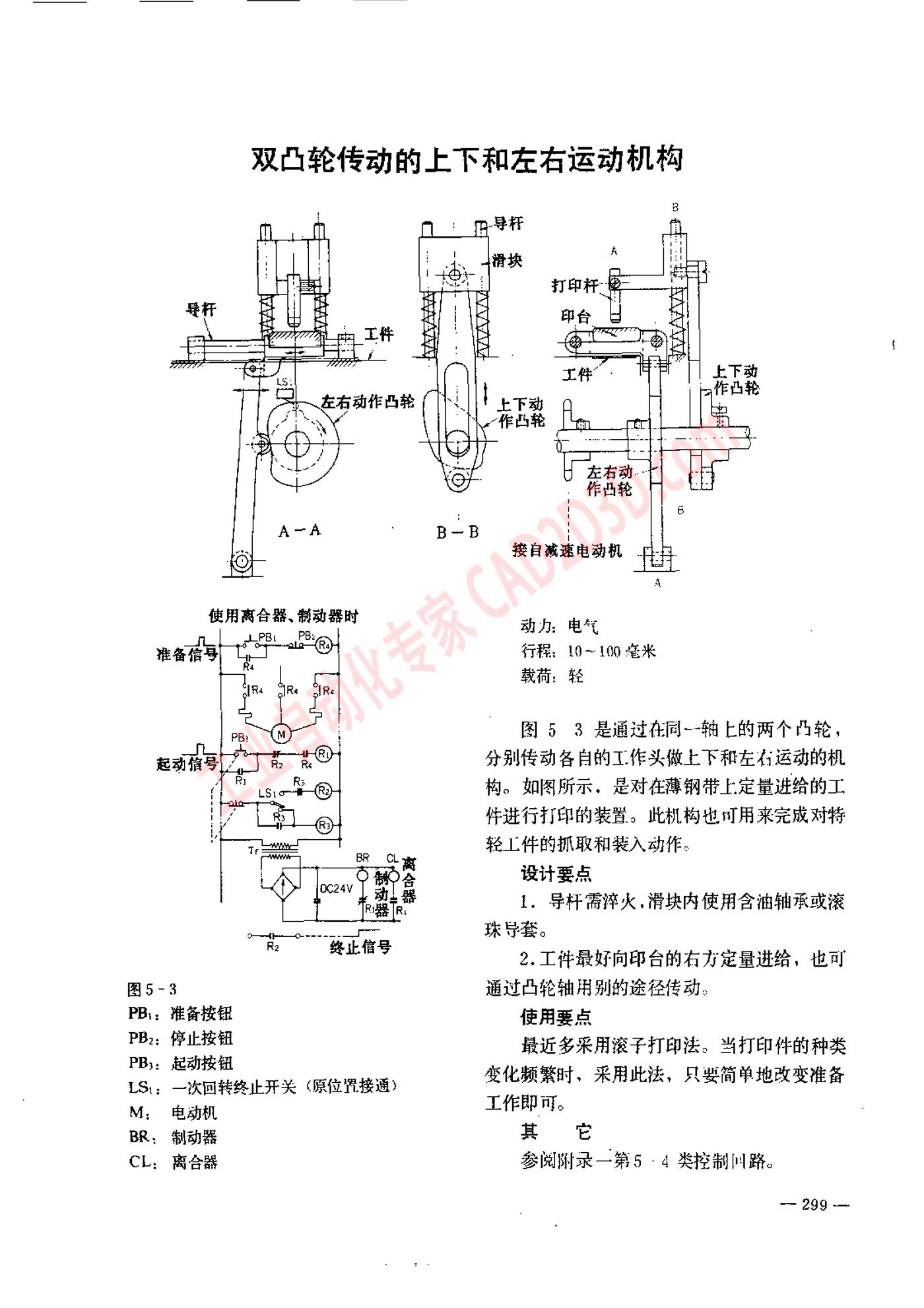 双凸轮传动的上下和左右运动机构
