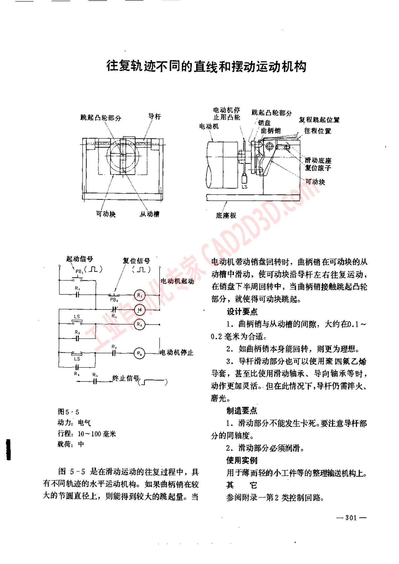 往复轨迹不同的直线和摆动运动机构