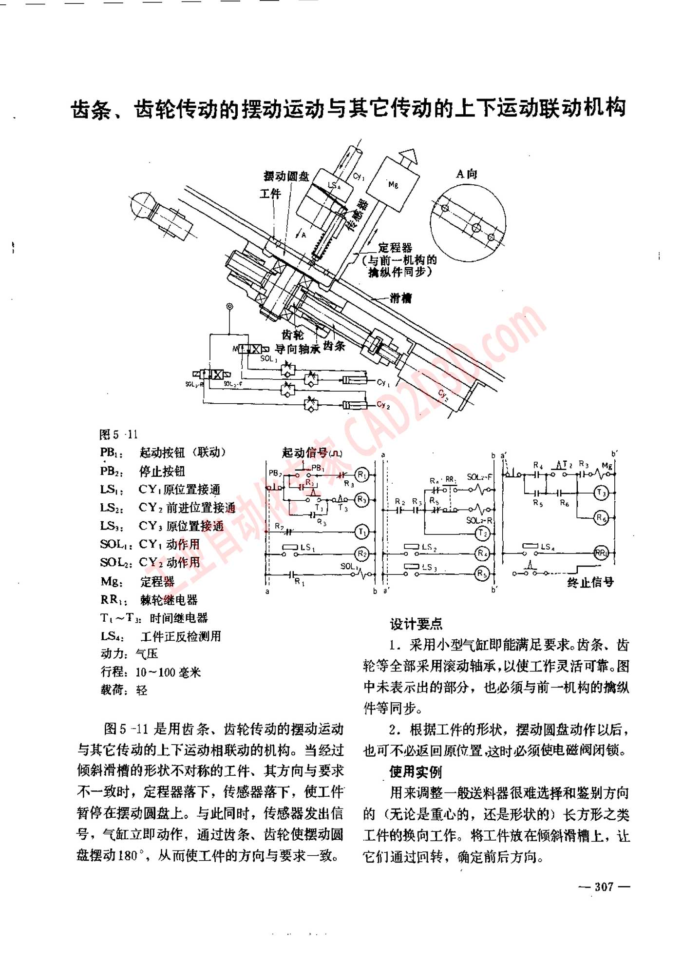 齿条、齿轮传动的摆动运动与其它传动的上下运动联动机构