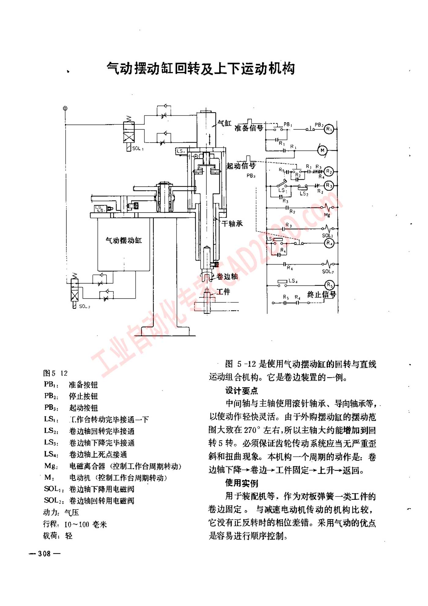 气动摆动缸回转及上下运动机构