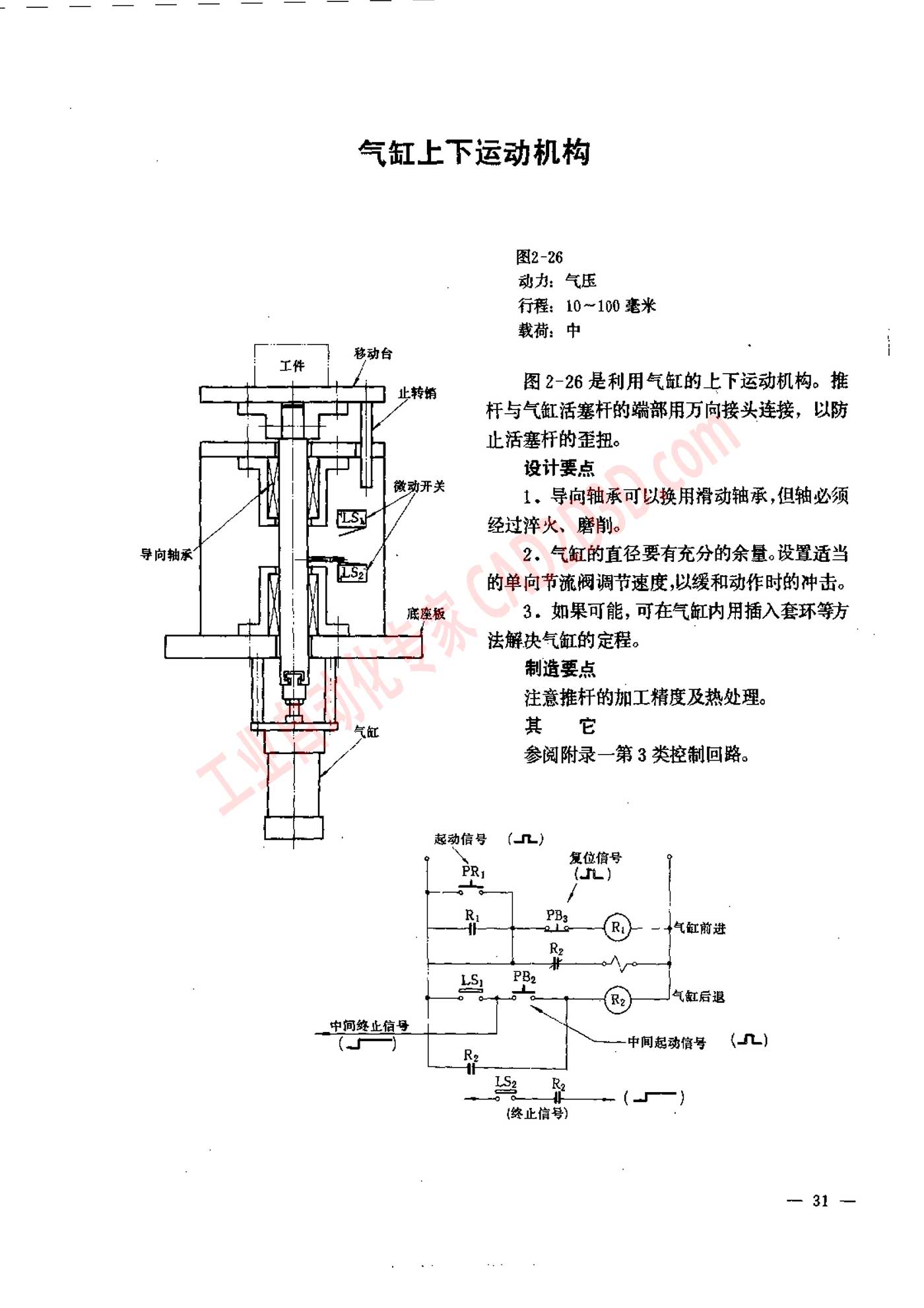 气缸上下运动机构