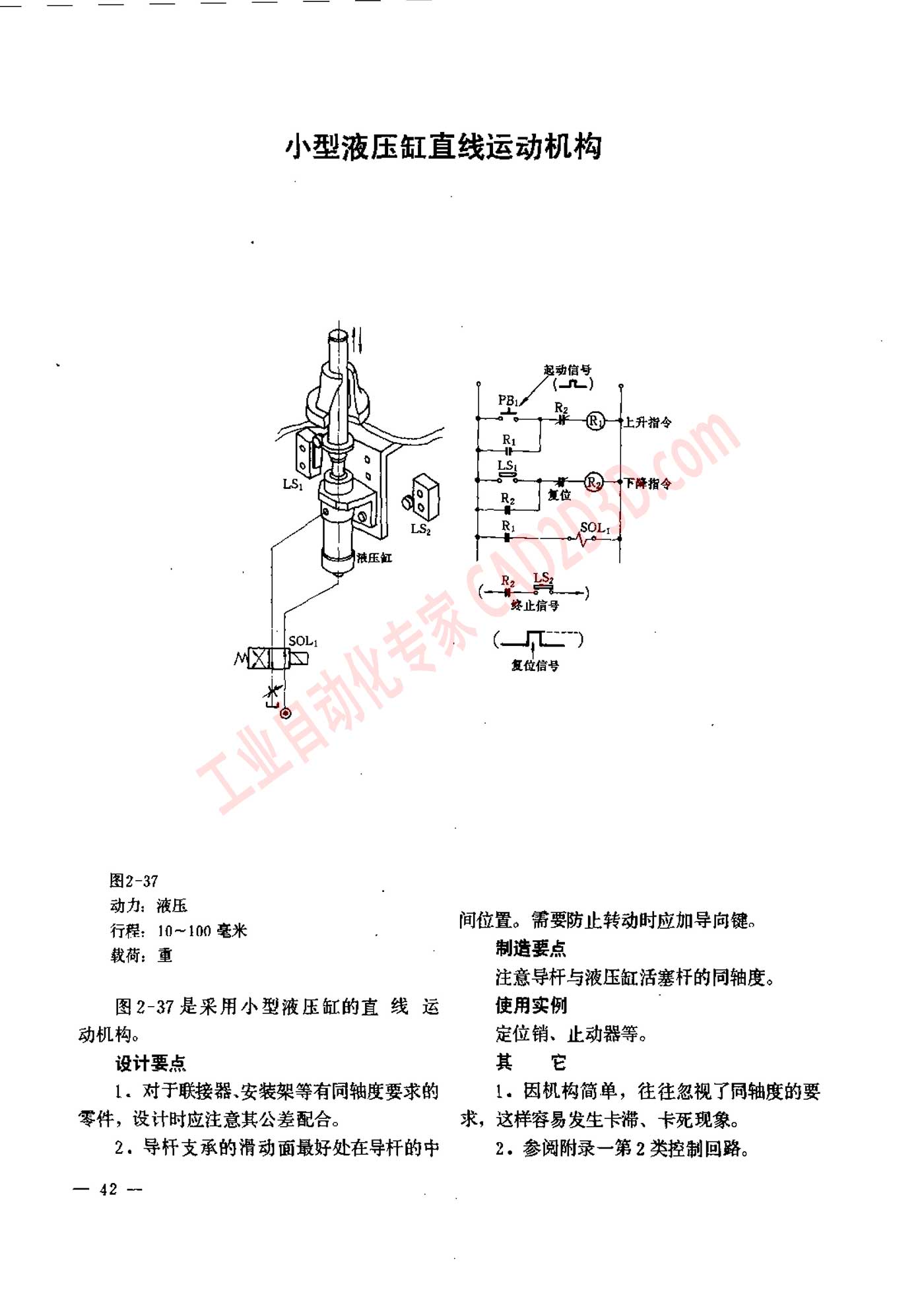 小型液压缸直线运动机构