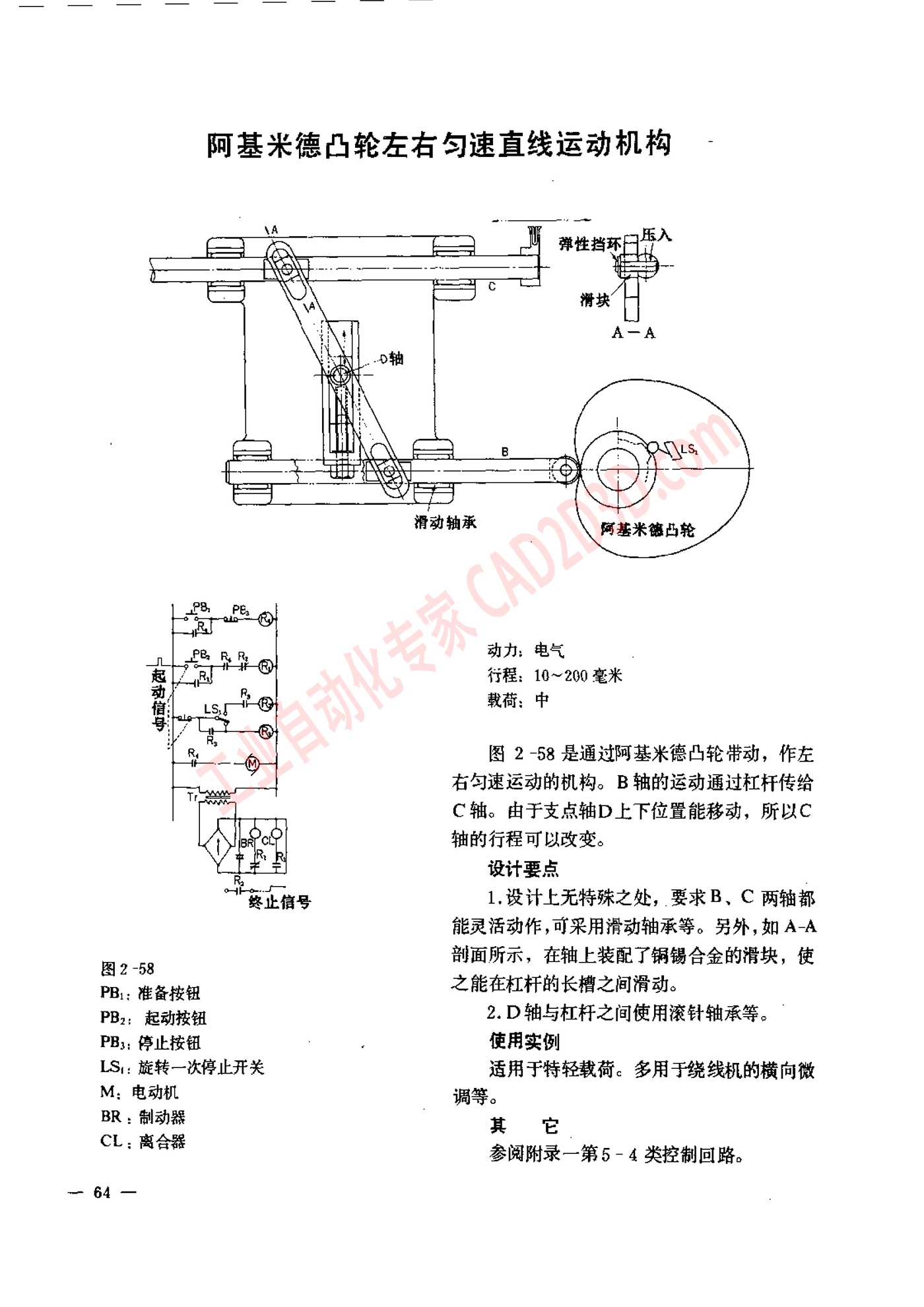 阿基米德凸轮左右匀速直线运动机构