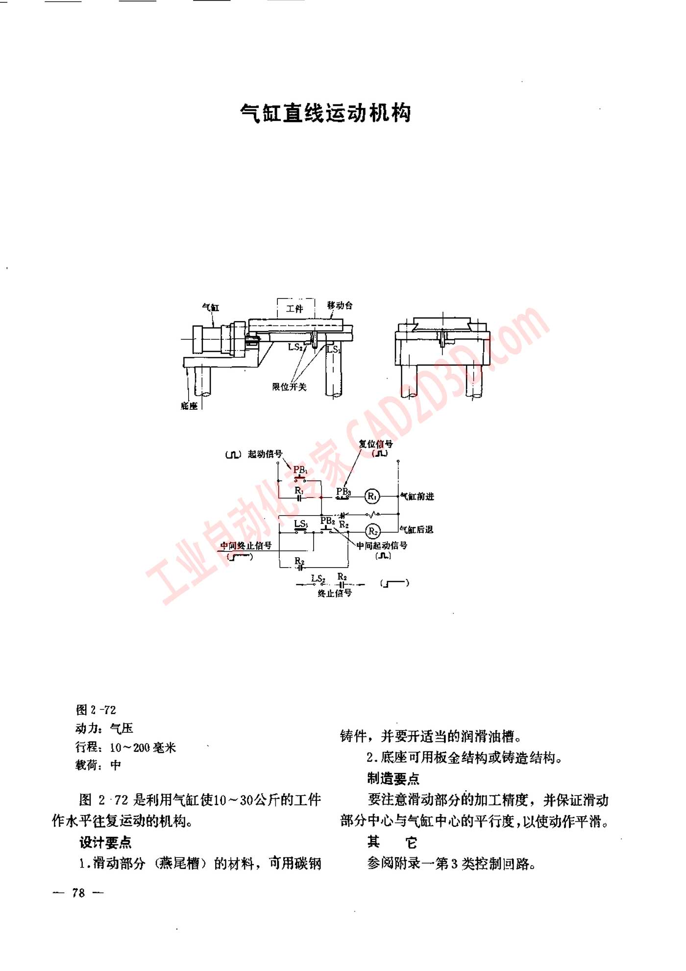 气缸直线运动机构