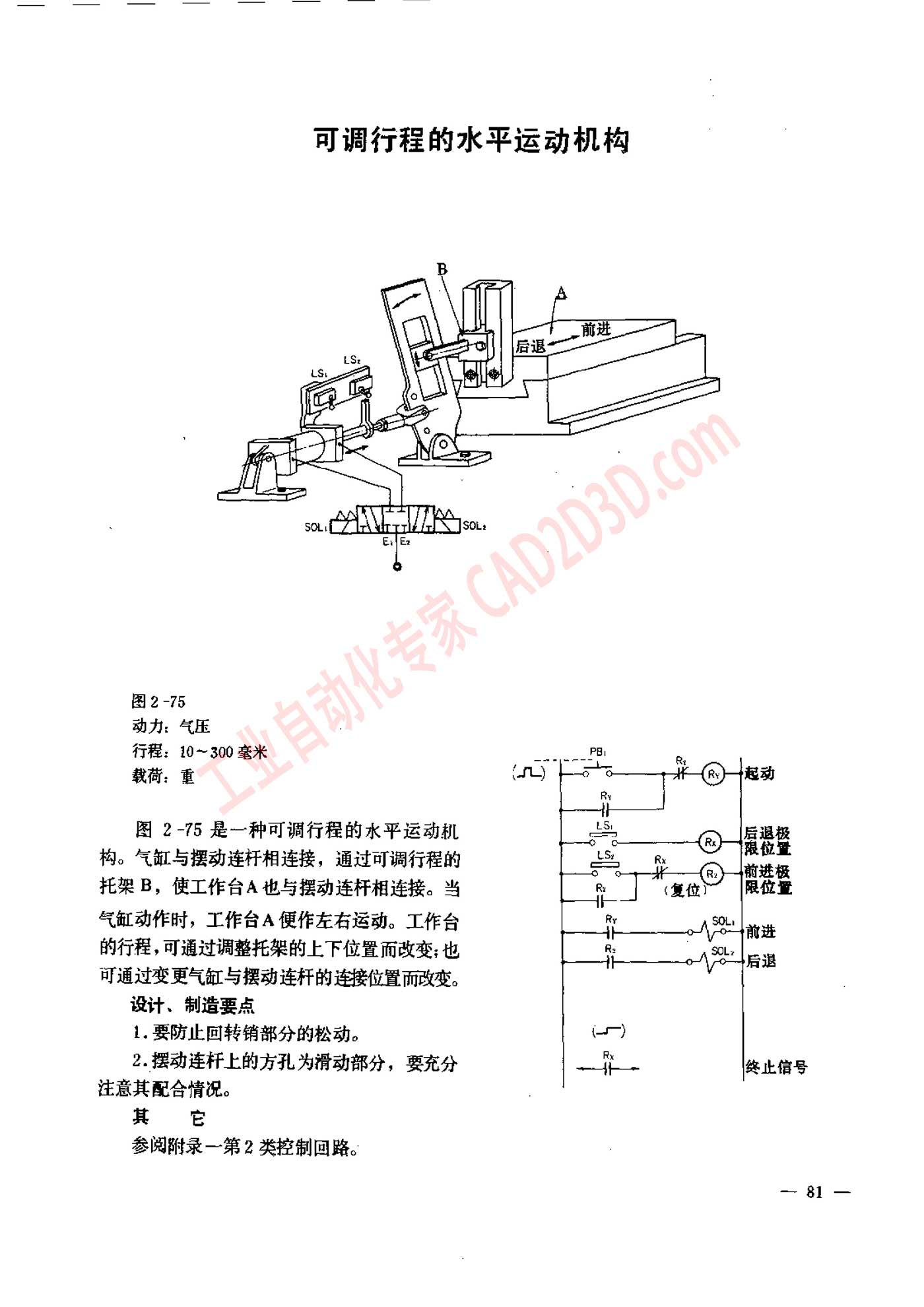 可调行程的水平运动机构
