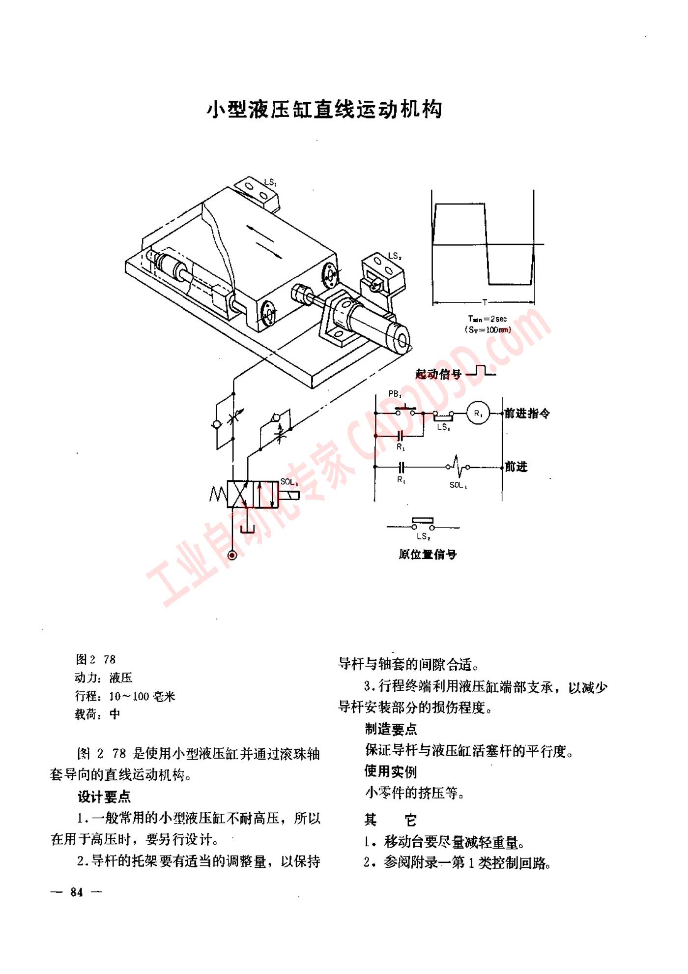 小型液压缸直线运动机构