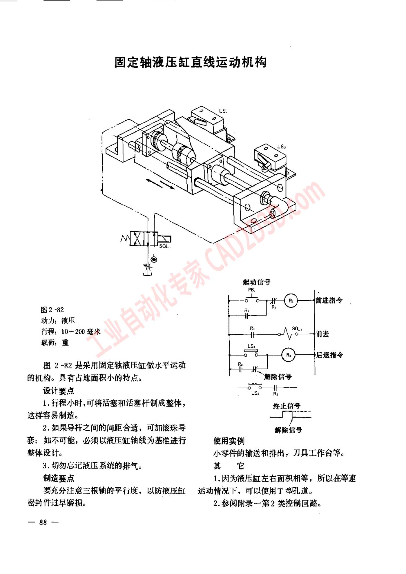 固定轴液压缸直线运动机构