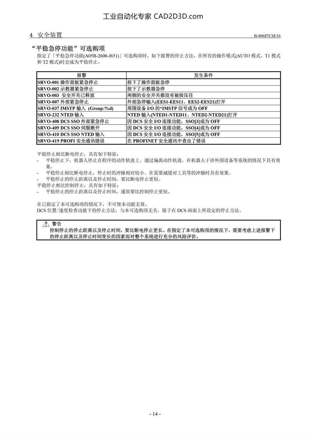 安全装置 机器人的停止方法