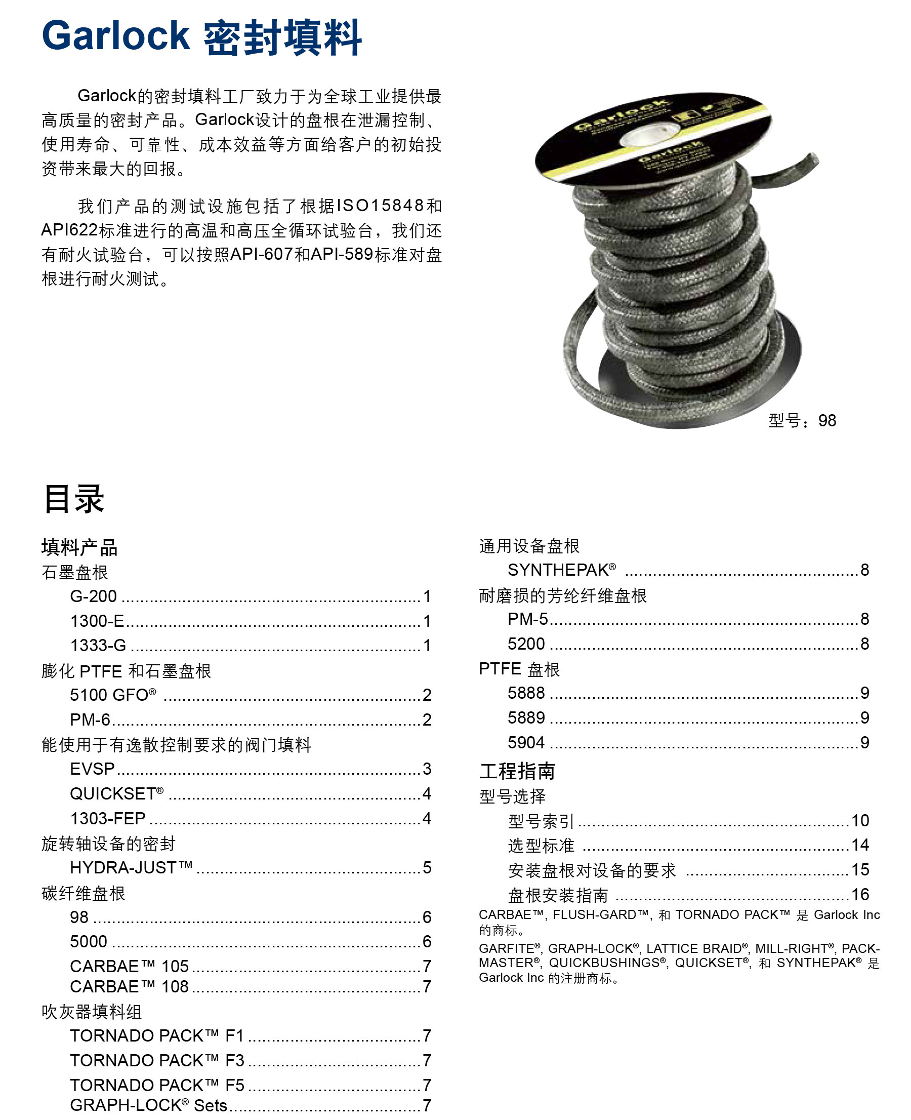 密封填料技术手册 目录