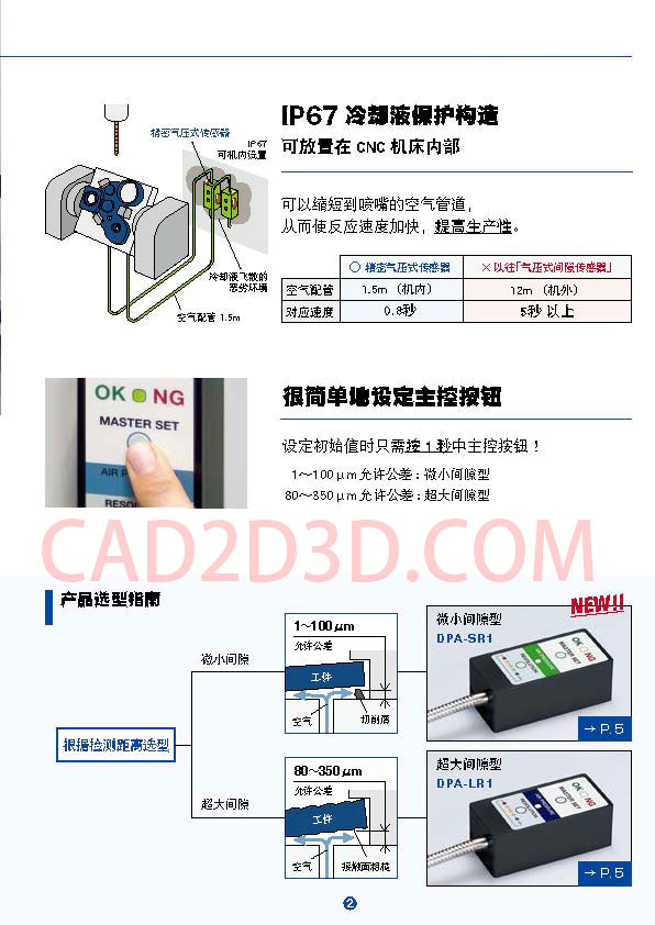 气压式精密就位传感器 用于CNC机床上料到位检测