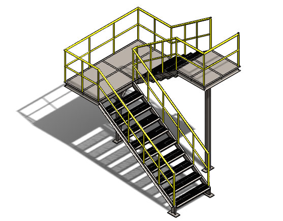 车间钢制双层梯子 SolidWorks 模型下载