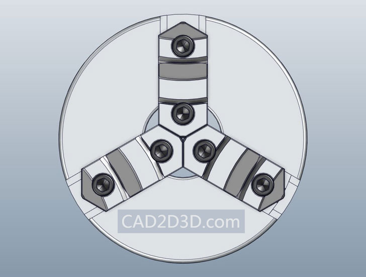 手动三爪卡盘3D源文件igs通用格式免费下载