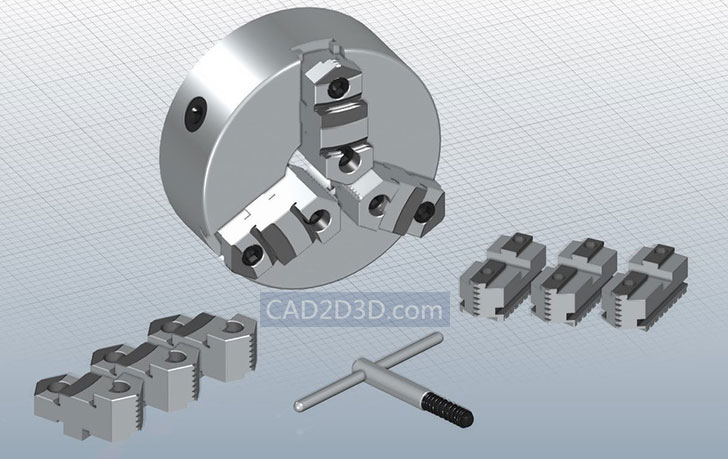手动三爪卡盘3D源文件igs通用格式免费下载