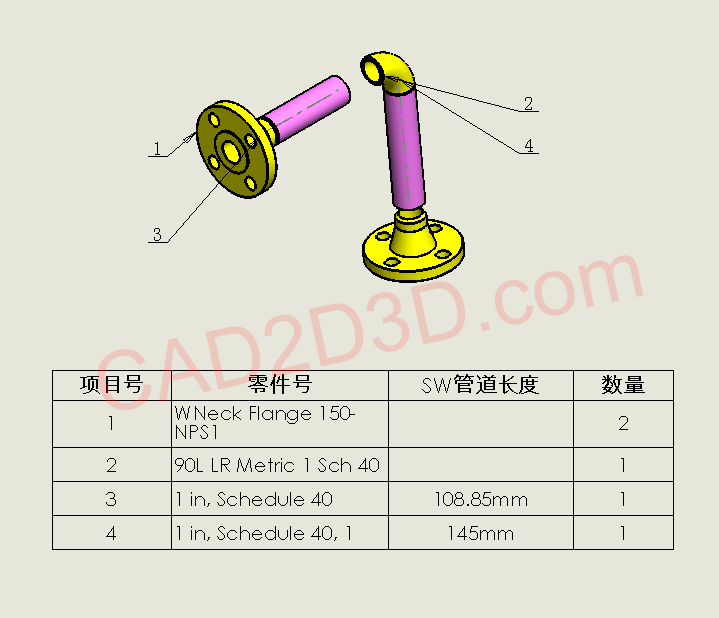 SolidWorks Routing 管道设计及管道工程图教程 自动计算各个管道的长度