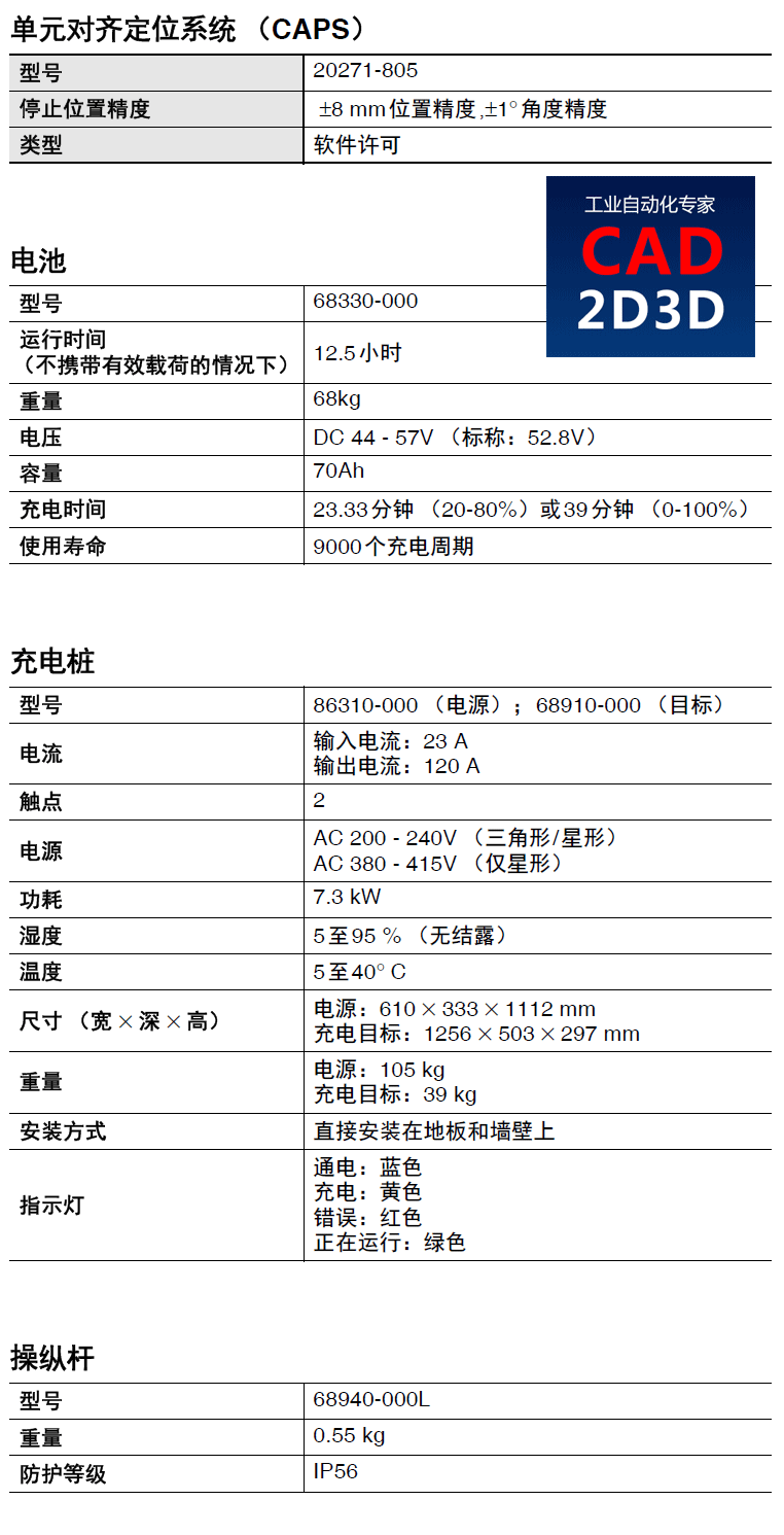 欧姆龙AGV技术规格参数，代表AGV行业最先进的技术水平