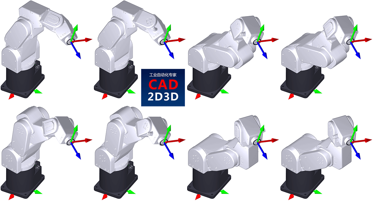 An example of an end-effector pose corresponding to eight different sets of joint positions An example of an end-effector pose corresponding to eight different sets of joint positions