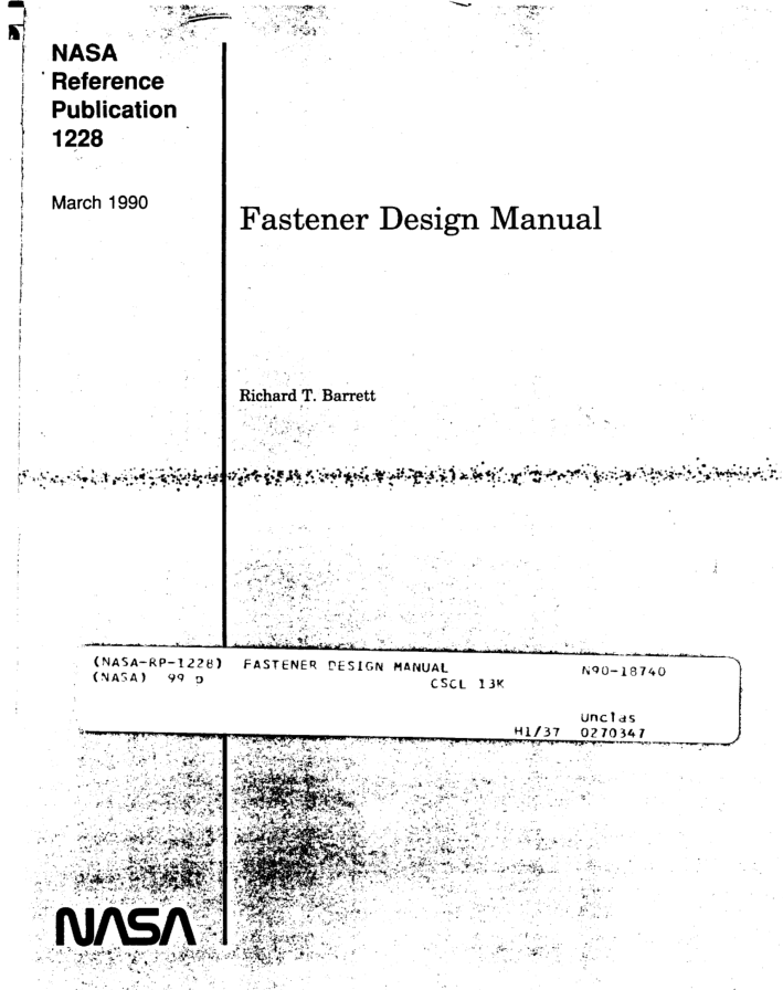 NASA Fastener Design Manual，美国宇航局紧固件设计手册，紧固件选型军用标准，开口弹簧垫圈没有防松作用