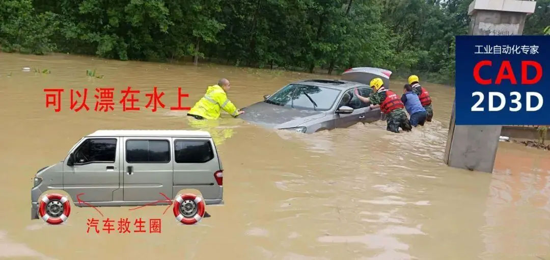 汽车救生圈，洪水来临时，可以让车浮起来，再也没有浸水车