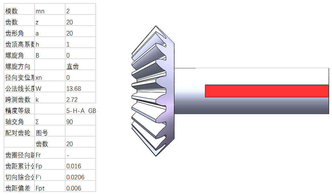 圆锥齿轮3D模型免费下载，模数2、齿数20、齿形角20°，SolidWorks 源文件下载