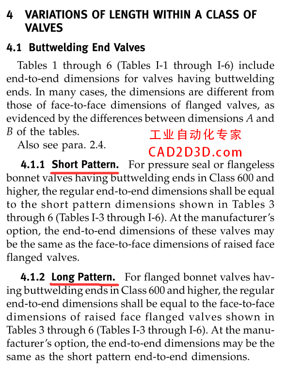 阀门的长型和短型是什么意思？LP全称 LONG PATTERN，SP全称SHORT PATTERN ，ASME B16.10 阀门结构长度