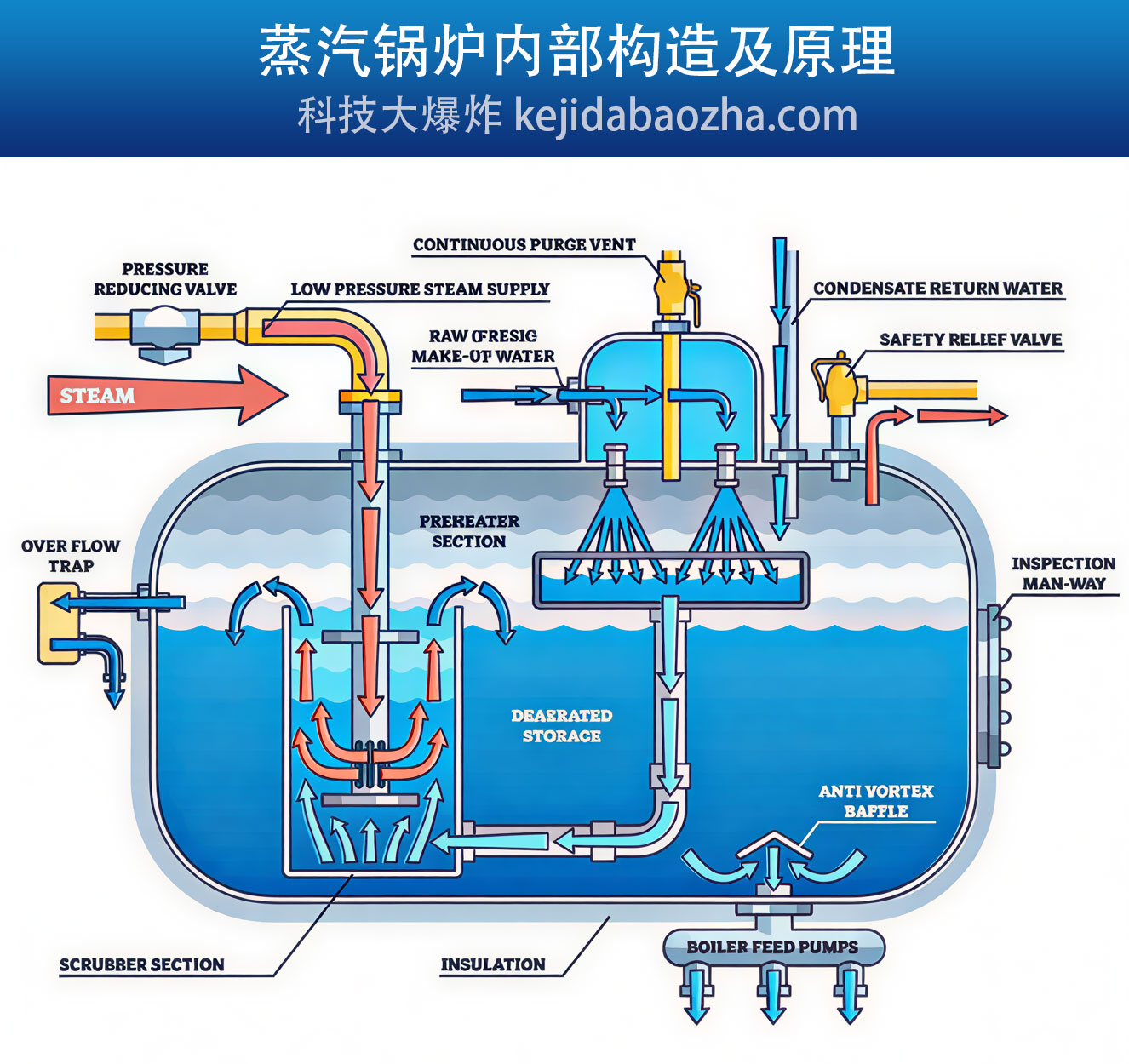 蒸汽锅炉内部构造及原理,零部件中英文名称对照