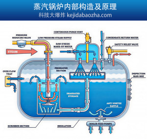 蒸汽锅炉内部构造及原理，零部件中英文名称对照
