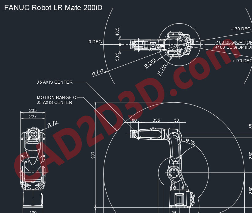 日本发那科机器人 FANUC LR MATE 200iD 3D 模型免费下载,含 dxf 和 x_t 通用格式