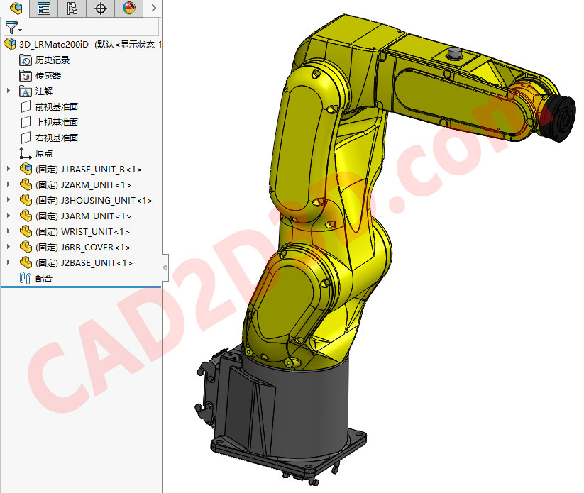 日本发那科机器人 FANUC LR MATE 200iD 3D 模型免费下载，含 dxf 和 x_t 通用格式