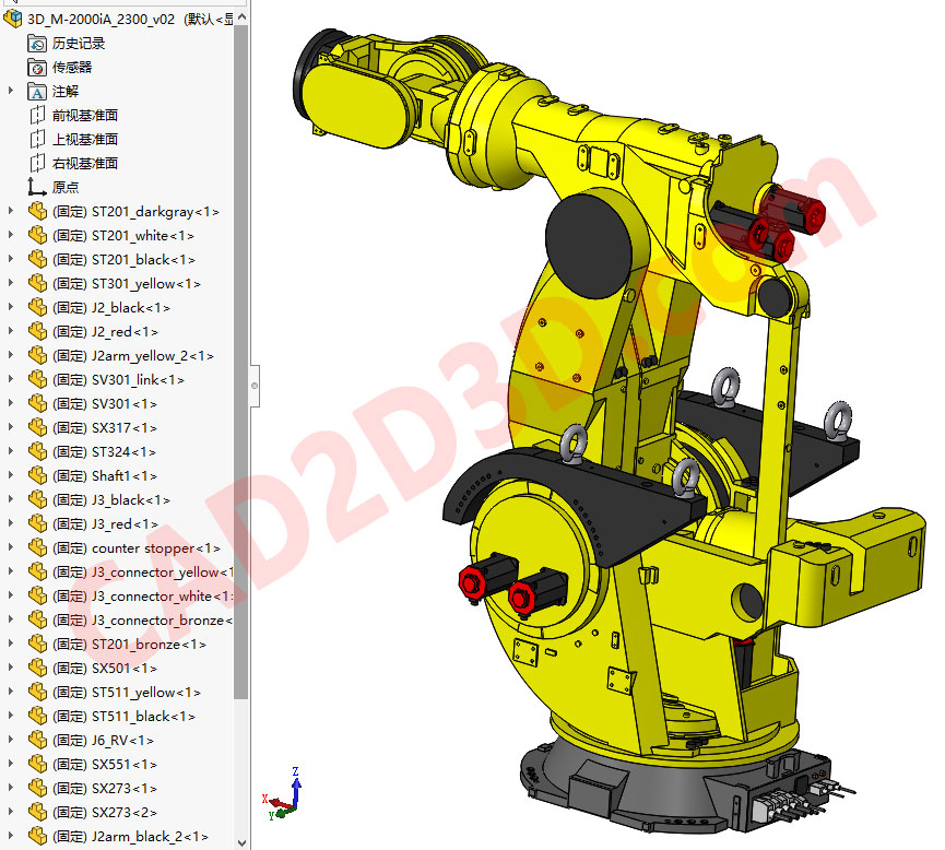 日本发那科机器人 FANUC M2000iA 2300 3D 模型免费下载,含 x_t 通用格式