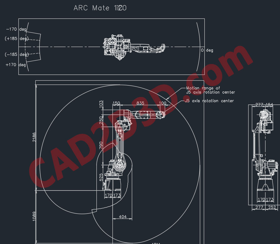 日本发那科机器人 FANUC M20iA 2D图纸和3D模型免费下载，含 dxf 和 stp 通用格式