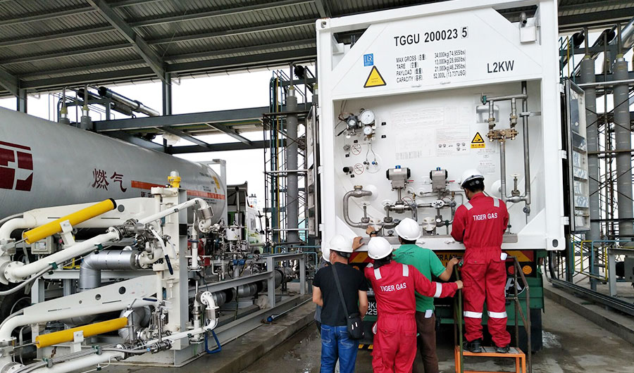 LNG 罐箱装卸方法（LNG装卸臂）